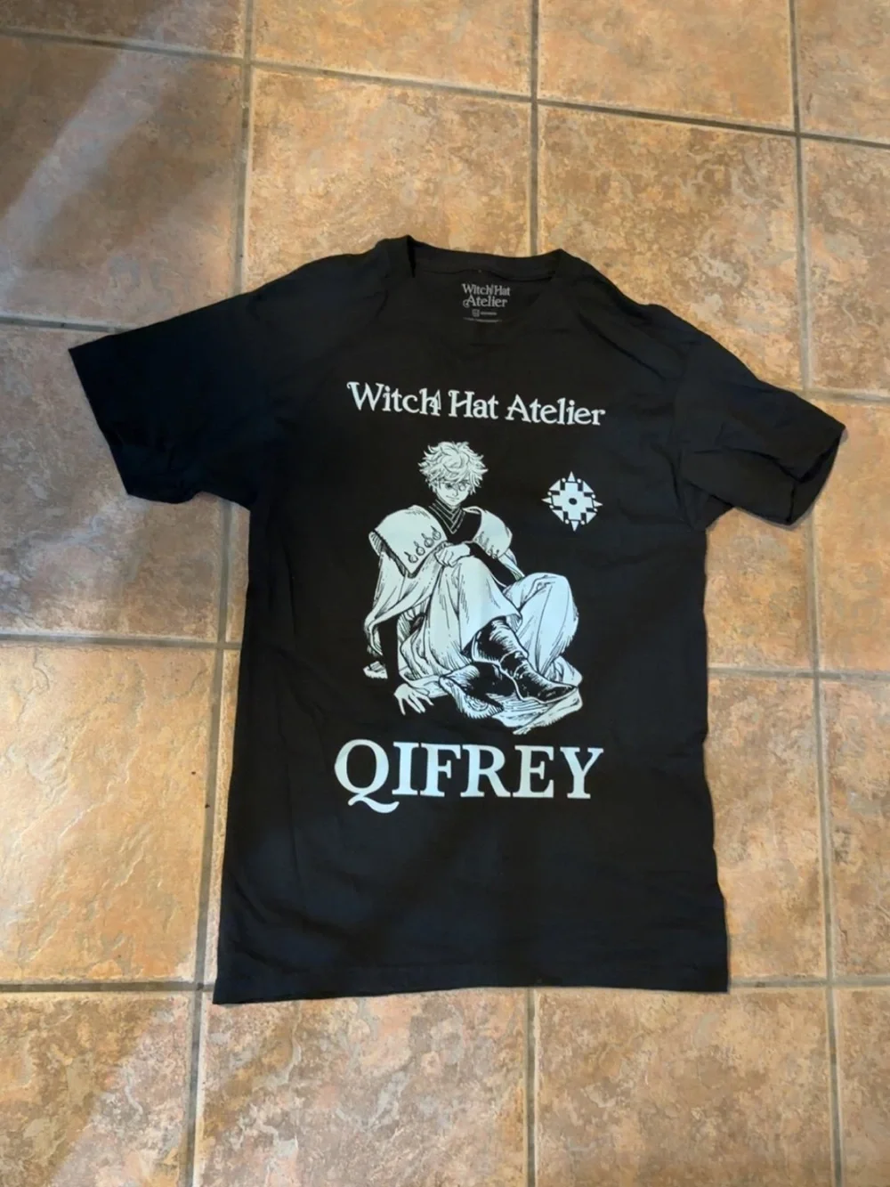 Anime Witch Hat Atelier Qifrey Graphic Tee - Black with White Print
